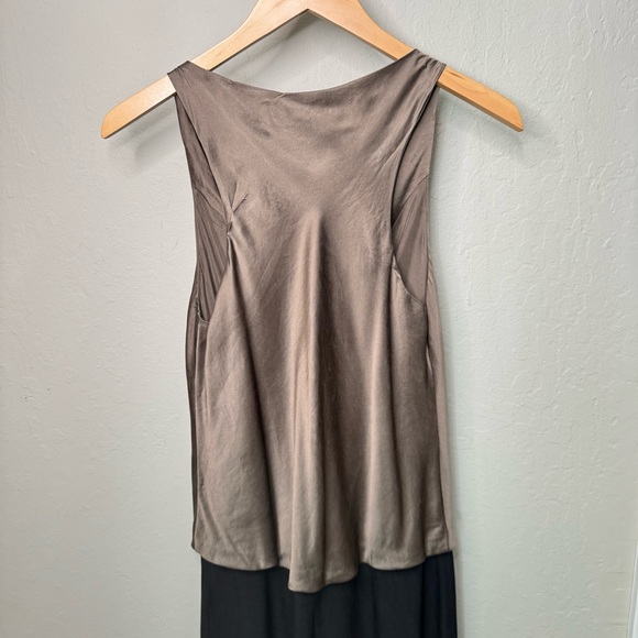 BLACK HALO 100% Silk Two Toned Sleeveless Midi Dress Draped Neckline Black 6 - Picture 8 of 13